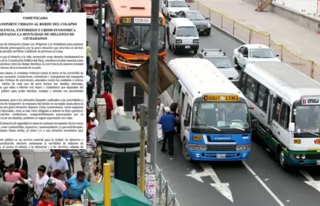 Gremio de transporte urbano emite comunicado