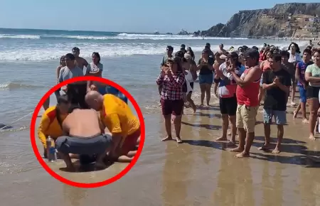 Agentes del escuadr�n de salvataje le realizaron maniobras de reanimaci�n al ba�