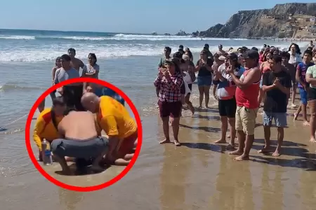 Agentes del escuadr�n de salvataje le realizaron maniobras de reanimaci�n al ba�