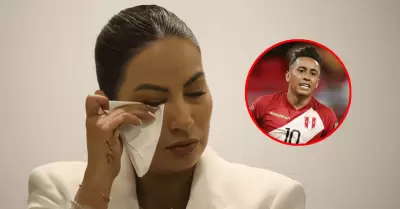 Pamela L�pez rompi� en llanto tras pedirle a Cueva que vea a sus hijos