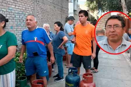 Decenas de personas forman fila frente al local de Inti Gas en Chorrillos para c
