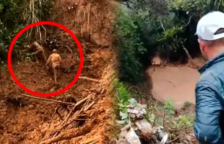 Solo dos personas lograron salir y salvarse de ser enterradas.