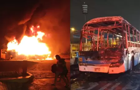 Presuntos extorsionadores incendian bus de transporte p�blico