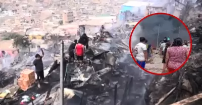 15 familias y una olla com�n perdieron todo en incendio en Puente Piedra