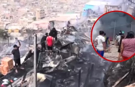 15 familias y una olla com�n perdieron todo en incendio en Puente Piedra