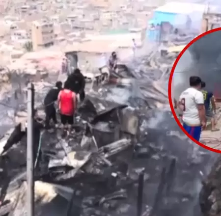 15 familias y una olla com�n perdieron todo en incendio en Puente Piedra