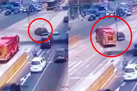 Bomberos lograr esquivar por poco auto que se cruz� mientras se dirig�an a una e