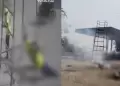 �Tragedia! Dos obreros mueren electrocutados al chocar un andamio con cables de alta tensi�n