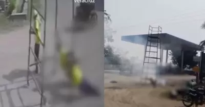 Obreros mueren al chocar andamio con cables de alta tensi�n
