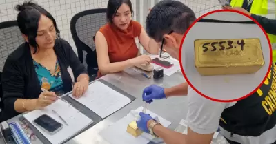 Barra de oro con valor de m�s de 2 millones de soles intervenida