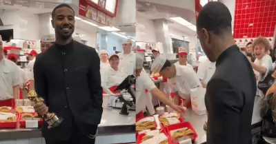 Michael B. Jordan celebr� su primer Oscar a mejor actor comiendo hamburguesas