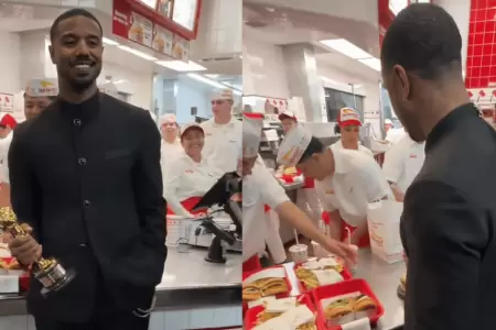 Michael B. Jordan celebr� su primer Oscar a mejor actor comiendo hamburguesas