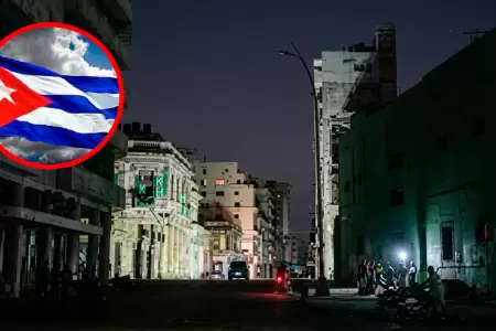 Vista nocturna de una zona urbana en Cuba durante el apag�n general.
