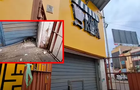 Explosivo afect� el port�n del local en horas de alta concurrencia ciudadana.