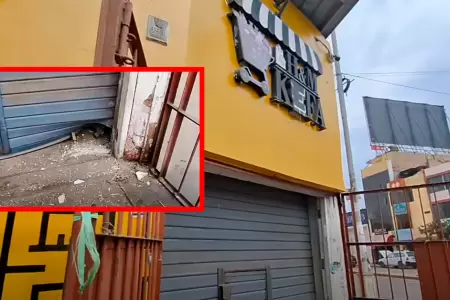 Explosivo afect� el port�n del local en horas de alta concurrencia ciudadana.