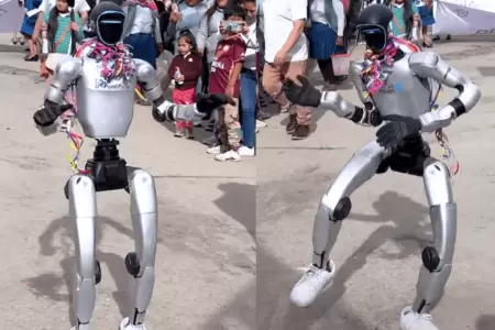 Robot caus� sensaci�n con singular baile en carnaval Pukllay en Andahuaylas