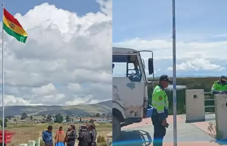 Polic�a Nacional del Per� y Ej�rcito retiraron bandera boliviana de Puno