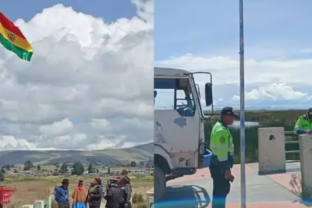 Polic�a Nacional del Per� y Ej�rcito retiraron bandera boliviana de Puno