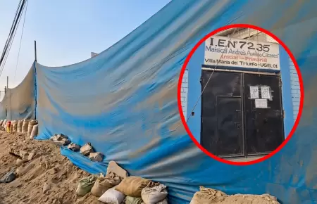 Muro perim�trico da�ado y con rajaduras en colegio de Villa Mar�a del Triunfo.