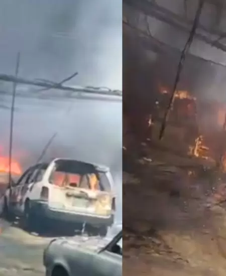 Voraz incendio consume taller mec�nico en Trujillo.