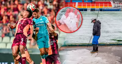 El campo qued� inundado de hielo y agua tras fuerte fen�meno clim�tico en el lug