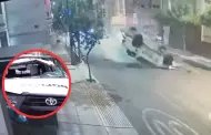 Patrullero de la PNP vuelva tras accidente en Lince dejando un efectivo gravemente herido
