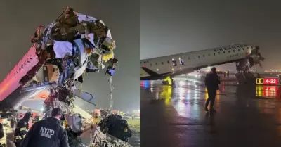 Avi�n de Air Canada Express se estrella contra cami�n de bomberos