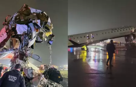 Avi�n de Air Canada Express se estrella contra cami�n de bomberos