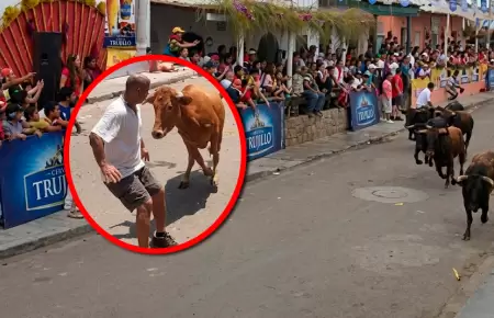Asistentes auxiliaron al herido tras la embestida del animal en plena celebraci�