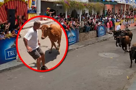 Asistentes auxiliaron al herido tras la embestida del animal en plena celebraci�
