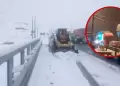 Bloqueo en la Carretera Central: Intensa nevada paraliza el tr�nsito a la altura de Ticlio