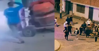 Vecinos registraron con sus celulares el violento choque entre hinchas.