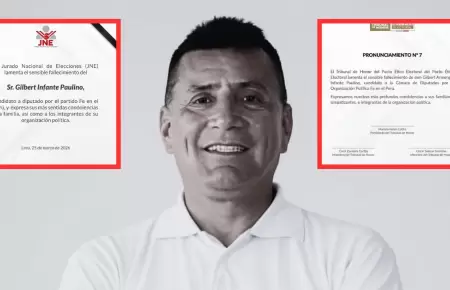 JNE y Pacto �tico expresan condolencias por fallecimiento de Gilbert Infante