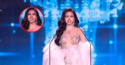 La participante intent� disimular el incidente mientras continuaba su presentaci