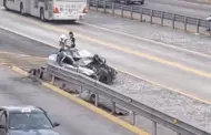 Conductor estrell� su veh�culo contra baranda en plena V�a Expresa en Miraflores: Tr�nsito se detuvo
