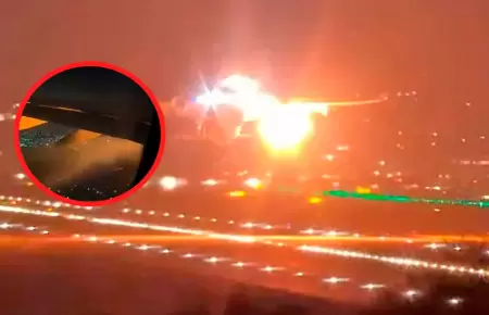 Incendio de turbina de avi�n en pleno despegue.