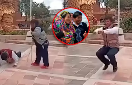 Fredy Condori Yucra fue obligado a hacer "ranas" y flexiones por las rondas.