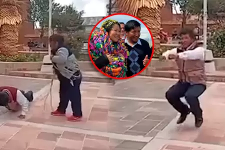 Fredy Condori Yucra fue obligado a hacer "ranas" y flexiones por las rondas.