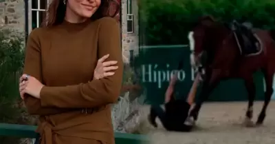Influencer peruana sufre ca�da de un caballo.