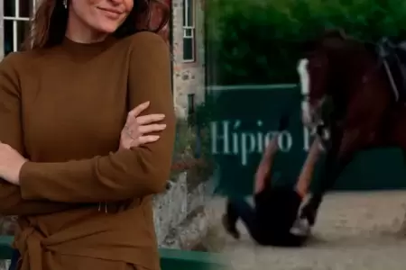 Influencer peruana sufre ca�da de un caballo.