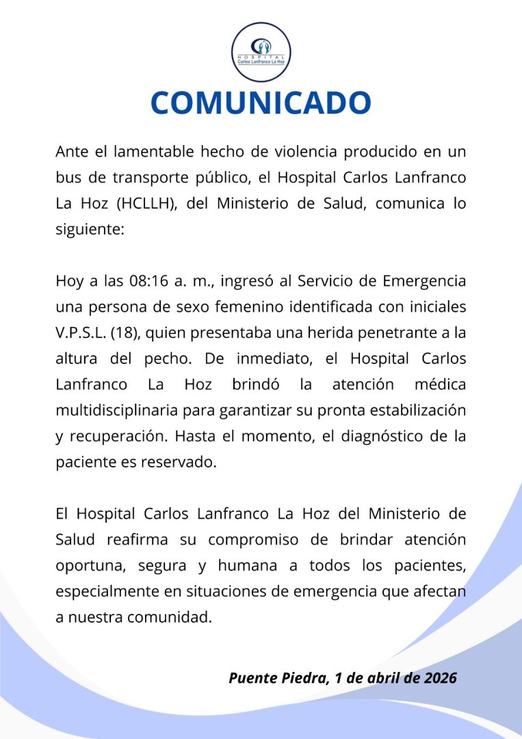Comunicado de Hospital Carlos Lanfranco La Hoz