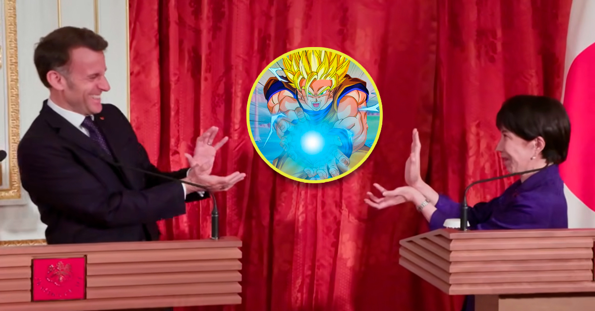 Emmanuel Macron y la primera ministra de Japón realizan el icónico 'Kamehameha' de Dragon Ball tras encuentro