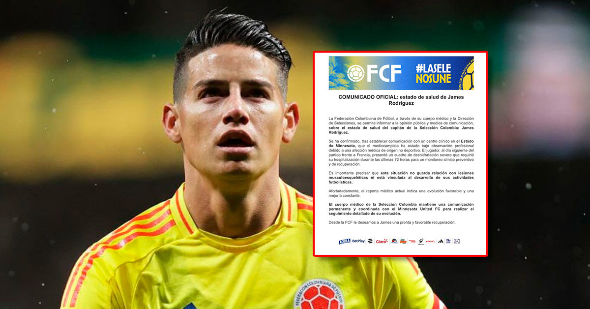 James Rodríguez: Federación Colombiana de Fútbol revela el grave estado de salud del capitán tras amistoso con Francia