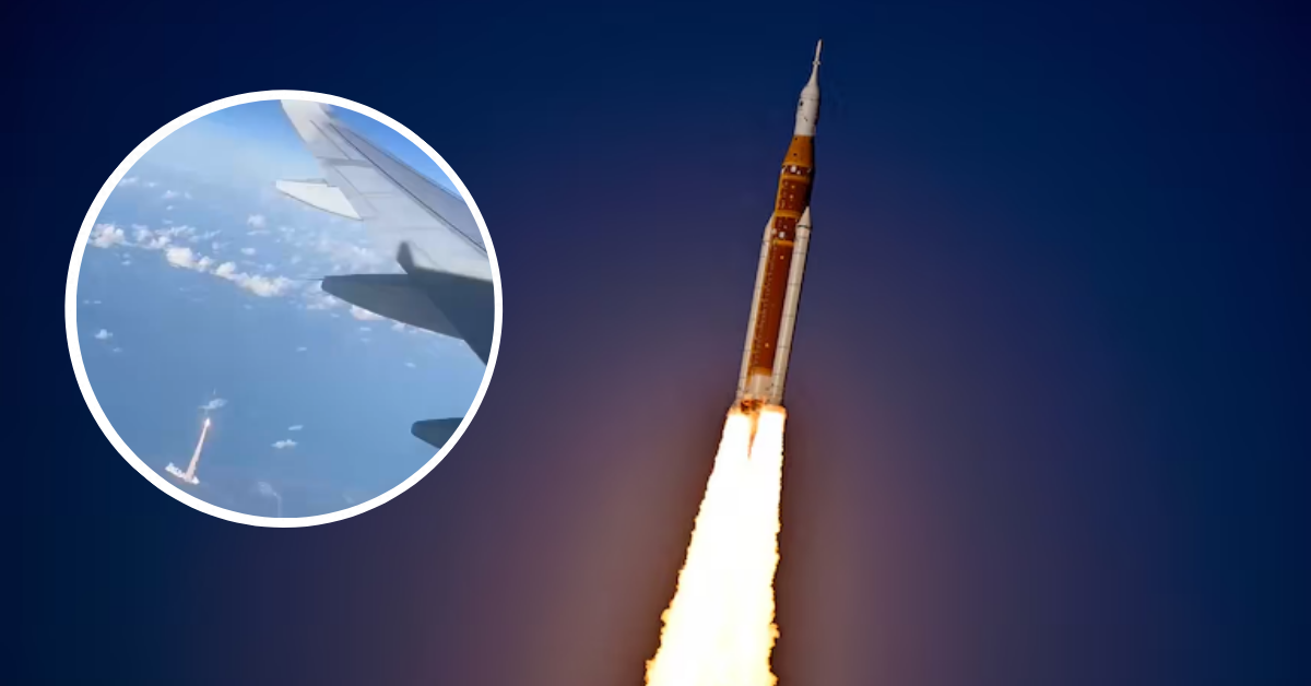 ¡Desde el cielo! Pasajeros graban el momento exacto del despegue de la misión Artemis II desde un avión