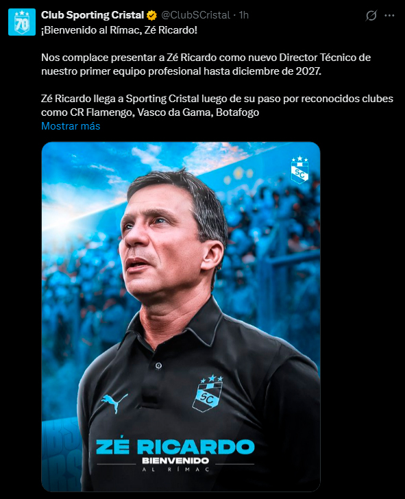Anuncia de Sporting Cristal y su nuevo DT.