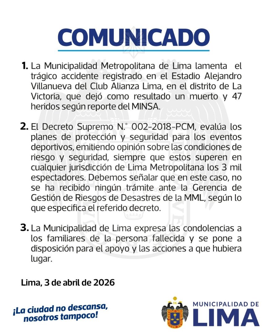 Tragedia en Matute: Municipalidad de Lima niega haber recibido tr�mites de seguridad para evento en el estadio