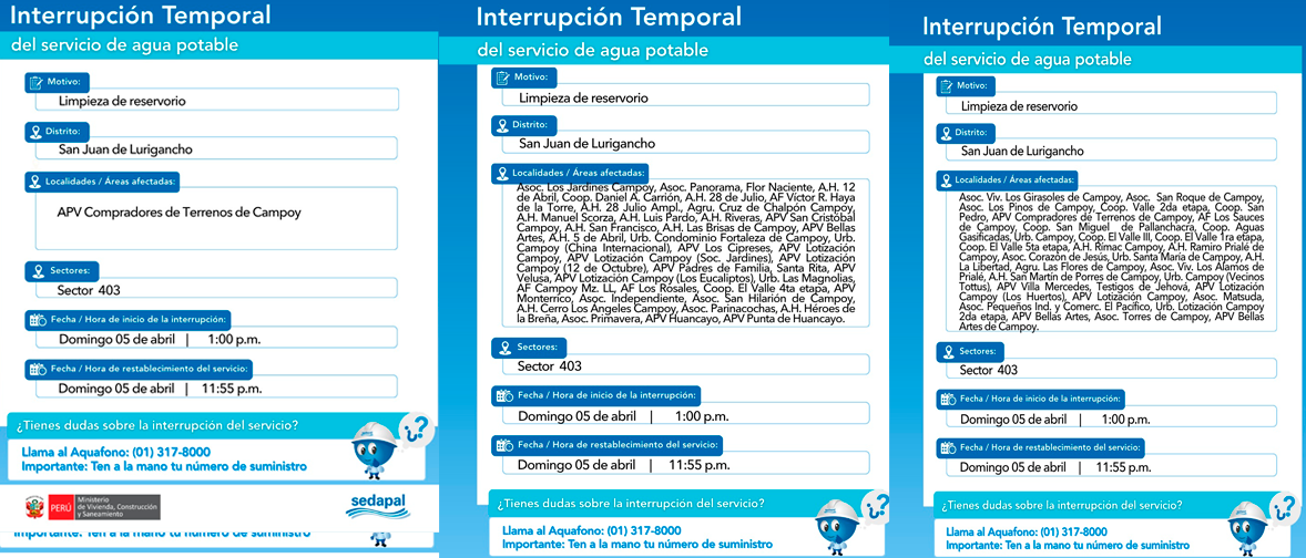 Sin servicio en SJL.