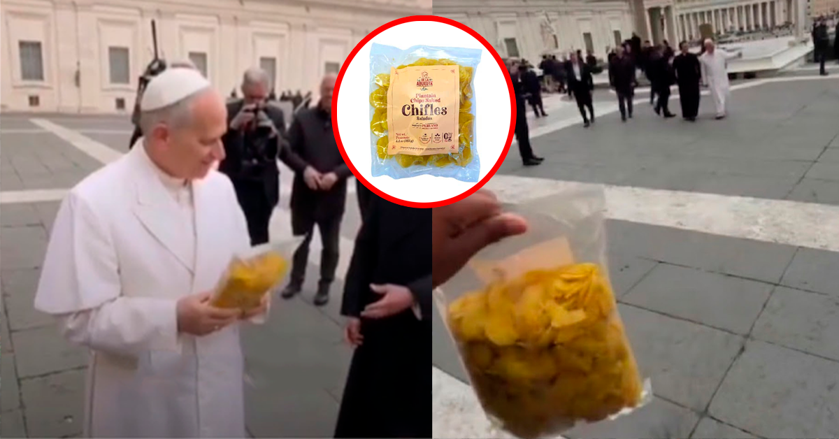 Papa León XIV recibe una bolsa de chifles en el Vaticano: 