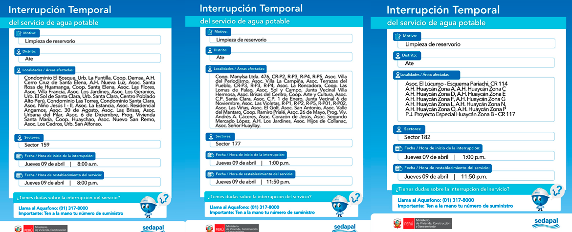 Corte de agua en Ate.