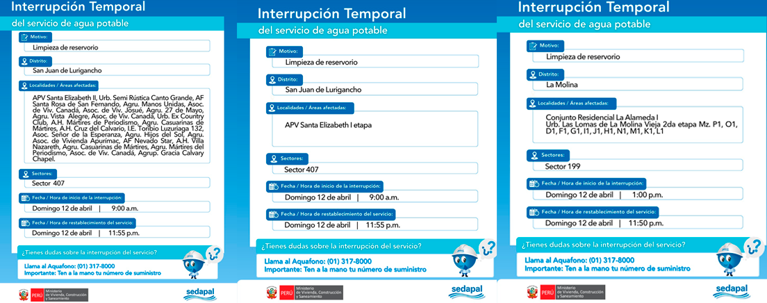 Corte de agua en distritos de Lima